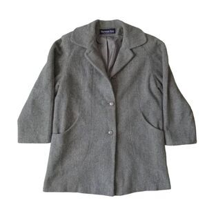 Herman Kay Vintage Gray Wool Blend Classic Button Front Peacoat Women's Size 10